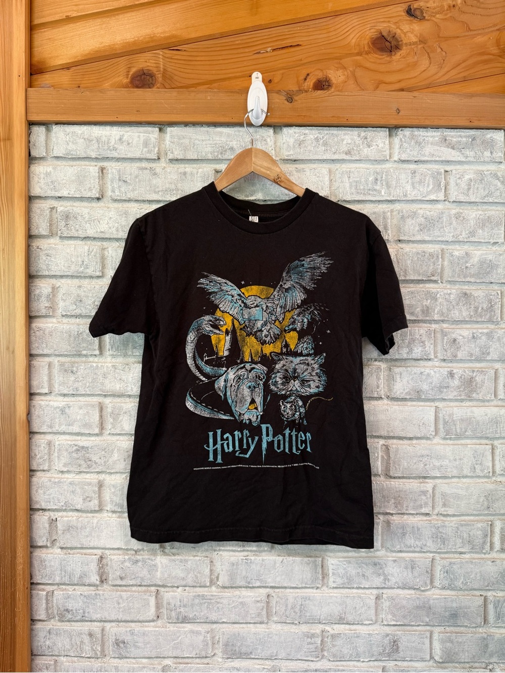 Alstyle Black Graphic Tee with Turquoise and Yellow Accents